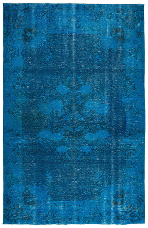 Turquoise Over Dyed Vintage Rug 5'9'' x 8'11'' ft 174 x 271 cm