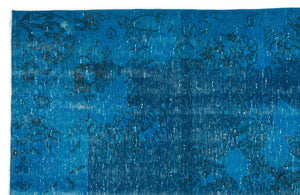 Turquoise Over Dyed Vintage Rug 5'9'' x 8'11'' ft 174 x 271 cm