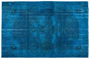 Turquoise Over Dyed Vintage Rug 5'9'' x 8'11'' ft 174 x 271 cm