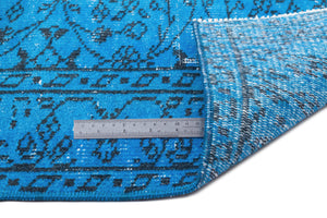 Turquoise  Over Dyed Vintage Rug 5'3'' x 8'12'' ft 160 x 274 cm