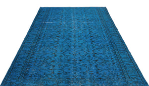 Turquoise  Over Dyed Vintage Rug 5'3'' x 8'12'' ft 160 x 274 cm