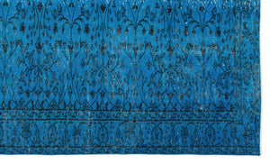 Turquoise  Over Dyed Vintage Rug 5'3'' x 8'12'' ft 160 x 274 cm