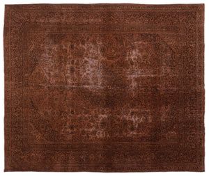 Brown Over Dyed Vintage XLarge Rug 9'8'' x 11'6'' ft 294 x 350 cm
