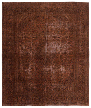 Brown Over Dyed Vintage XLarge Rug 9'8'' x 11'6'' ft 294 x 350 cm