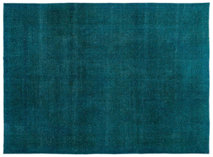 Turquoise Over Dyed Vintage XLarge Rug 9'8'' x 13'3'' ft 294 x 404 cm