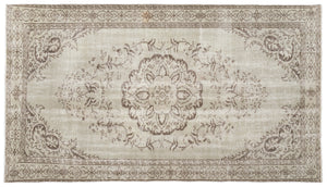 Beige Over Dyed Vintage Rug 5'5'' x 9'6'' ft 164 x 290 cm