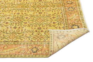 Yellow Over Dyed Vintage Rug 4'10'' x 8'9'' ft 147 x 266 cm