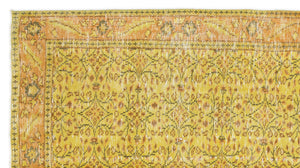 Yellow Over Dyed Vintage Rug 4'10'' x 8'9'' ft 147 x 266 cm