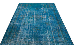 Turquoise Over Dyed Vintage Rug 5'1'' x 8'7'' ft 154 x 262 cm