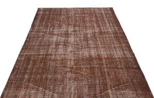 Brown Over Dyed Vintage Rug 4'11'' x 8'3'' ft 151 x 251 cm