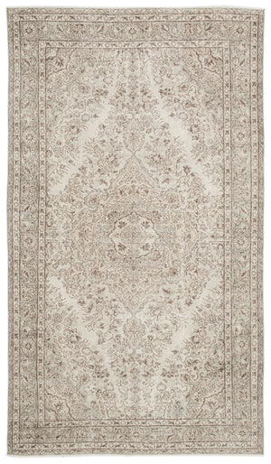 Beige Over Dyed Vintage Rug 5'5'' x 9'7'' ft 166 x 293 cm