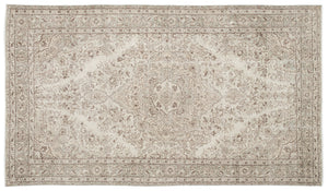 Beige Over Dyed Vintage Rug 5'5'' x 9'7'' ft 166 x 293 cm