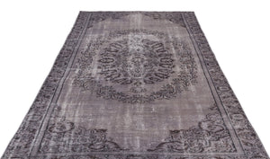 Gray Over Dyed Vintage Rug 5'7'' x 9'3'' ft 169 x 282 cm