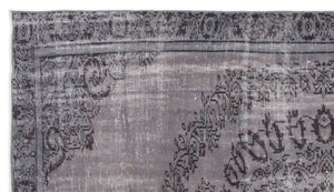 Gray Over Dyed Vintage Rug 5'7'' x 9'3'' ft 169 x 282 cm