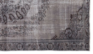 Gray Over Dyed Vintage Rug 5'7'' x 9'3'' ft 169 x 282 cm