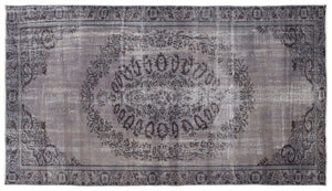 Gray Over Dyed Vintage Rug 5'7'' x 9'3'' ft 169 x 282 cm