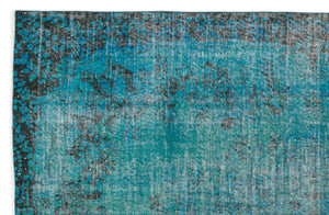 Turquoise Over Dyed Vintage Rug 6'2'' x 9'4'' ft 187 x 285 cm