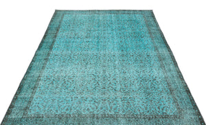 Turquoise  Over Dyed Vintage Rug 5'3'' x 8'9'' ft 160 x 267 cm