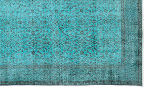 Turquoise  Over Dyed Vintage Rug 5'3'' x 8'9'' ft 160 x 267 cm