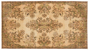 Beige Over Dyed Vintage Rug 5'0'' x 9'2'' ft 153 x 280 cm