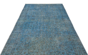 Turquoise Over Dyed Vintage Rug 5'5'' x 9'2'' ft 164 x 280 cm