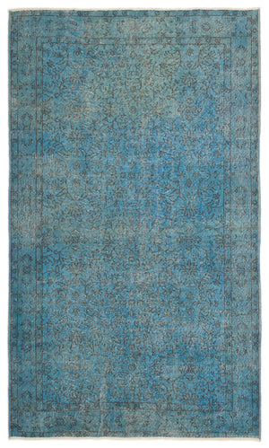 Turquoise Over Dyed Vintage Rug 5'5'' x 9'2'' ft 164 x 280 cm
