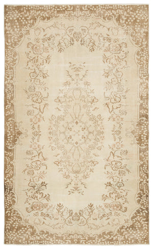 Beige Over Dyed Vintage Rug 5'9'' x 9'6'' ft 175 x 289 cm