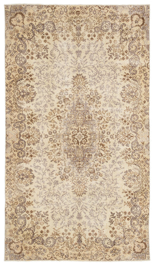 Beige Over Dyed Vintage Rug 5'4'' x 9'6'' ft 163 x 289 cm