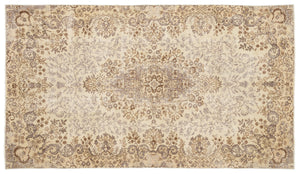 Beige Over Dyed Vintage Rug 5'4'' x 9'6'' ft 163 x 289 cm