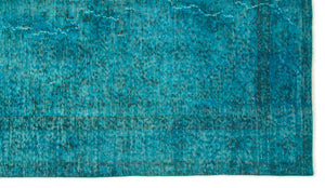 Turquoise Over Dyed Vintage Rug 4'10'' x 8'6'' ft 147 x 258 cm