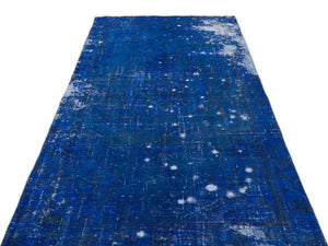 Blue Over Dyed Vintage Rug 4'9'' x 8'11'' ft 144 x 271 cm