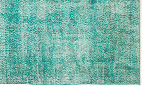 Turquoise  Over Dyed Vintage Rug 5'3'' x 8'4'' ft 160 x 254 cm