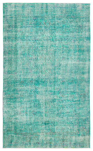 Turquoise  Over Dyed Vintage Rug 5'3'' x 8'4'' ft 160 x 254 cm