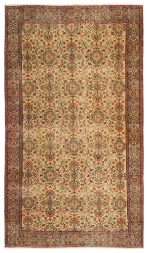 Brown Over Dyed Vintage Rug 5'4'' x 9'6'' ft 163 x 289 cm