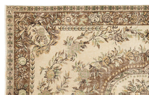 Beige Over Dyed Vintage Rug 5'7'' x 8'9'' ft 170 x 267 cm