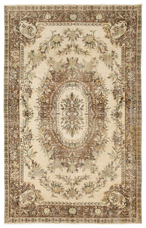 Beige Over Dyed Vintage Rug 5'7'' x 8'9'' ft 170 x 267 cm