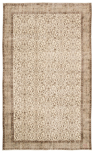 Beige Over Dyed Vintage Rug 5'8'' x 9'4'' ft 172 x 285 cm