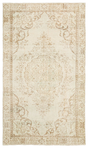 Beige Over Dyed Vintage Rug 5'6'' x 9'5'' ft 168 x 288 cm