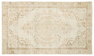 Beige Over Dyed Vintage Rug 5'6'' x 9'5'' ft 168 x 288 cm