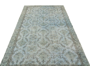 Blue Over Dyed Vintage Rug 5'0'' x 9'7'' ft 153 x 293 cm
