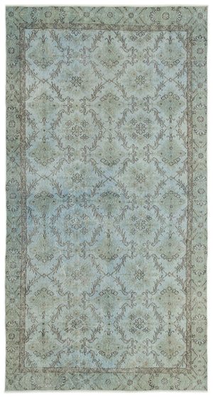 Blue Over Dyed Vintage Rug 5'0'' x 9'7'' ft 153 x 293 cm