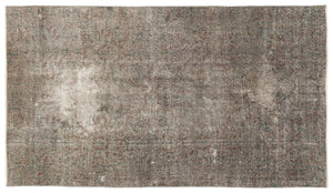 Gray Over Dyed Vintage Rug 4'4'' x 7'7'' ft 131 x 232 cm