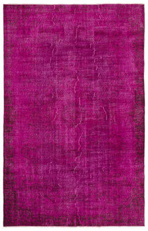 Fuchsia Over Dyed Vintage Rug 6'0'' x 9'6'' ft 183 x 289 cm