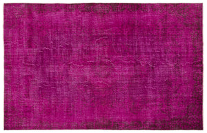 Fuchsia Over Dyed Vintage Rug 6'0'' x 9'6'' ft 183 x 289 cm