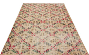 Naturel Over Dyed Vintage Rug 4'10'' x 7'5'' ft 148 x 225 cm