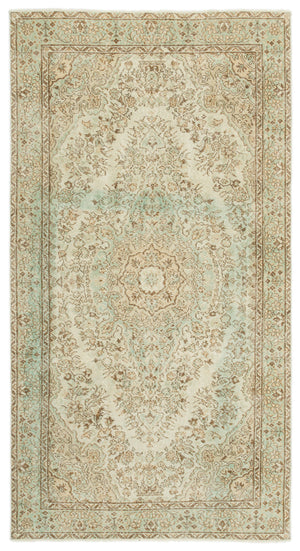 Beige Over Dyed Vintage Rug 4'12'' x 9'3'' ft 152 x 283 cm