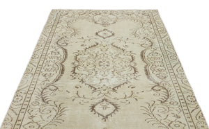 Beige Over Dyed Vintage Rug 4'11'' x 8'12'' ft 150 x 274 cm