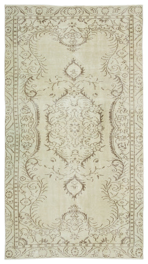 Beige Over Dyed Vintage Rug 4'11'' x 8'12'' ft 150 x 274 cm