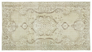 Beige Over Dyed Vintage Rug 4'11'' x 8'12'' ft 150 x 274 cm