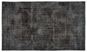 Black Over Dyed Vintage Rug 5'6'' x 9'4'' ft 168 x 285 cm